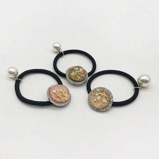 Disc Faux Pearl Hair Tie