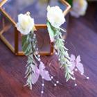 Wedding Set: Wedding Floral Hair Band + Fringed Earring