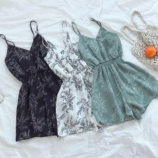 Floral Print Spaghetti Strap Wide Leg Playsuit
