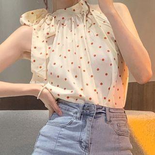 Polka Dot Tie-strap Halter Top Polka Dot - Red - One Size