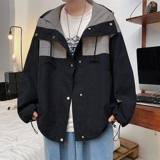 Reflective Hooded Button Jacket