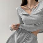 Round-hem Cropped Light Henley