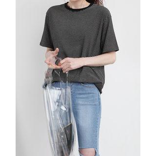 Crewneck Stripe Cotton T-shirt