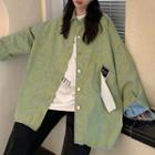 Print Denim Jacket Green - One Size