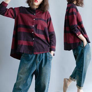 Striped Shirt Wine Red - Xxl