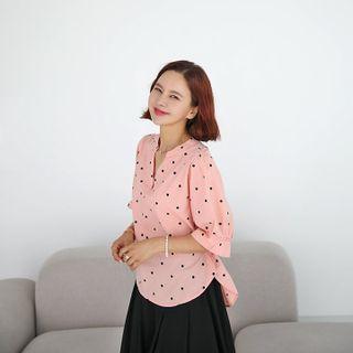 Puff-sleeve Dotty Blouse