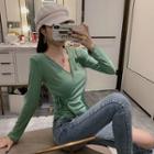 V-neck Long-sleeve Wrap T-shirt