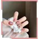 Bow & Heart Faux Nail Tips X8 - Glue - Rosy Brown - One Size