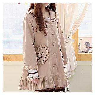 Heart-embroidered Pleated-hem Jacket