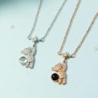 Bear Rhinestone Pendant Alloy Necklace