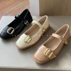 Square Toe Metal Buckle Mary Jane Shoes