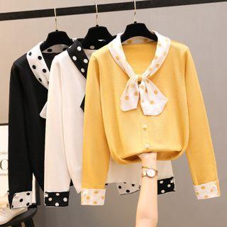 Dot Print Neckerchief Cardigan