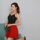 Spaghetti-strap Two-tone A-line Dress