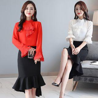 Bell Sleeve Lace Trim Top / Mermaid Skirt