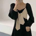 Long-sleeve Tied Midi Dress
