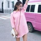 3/4-sleeve Knitted Polo Dress