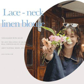 Petal-sleeve Lace-trim Blouse