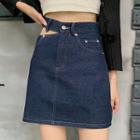 Mini Cutout Denim Skirt
