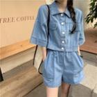 Short-sleeve Denim Shirt / Denim Shorts