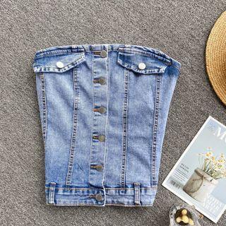 Denim Button-up Tube Top