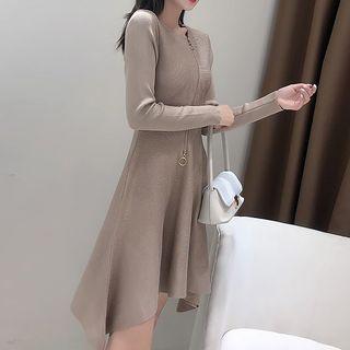Zip-detail Slim-fit Long-sleeve Dress