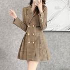Double-breasted Plaid Mini A-line Blazer Dress