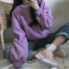 Embroidered Round-neck Pullover Purple - One Size
