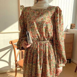Square-neck Maxi Floral Dress