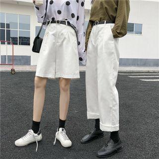 High Waist Plain Straight Cut Shorts / Pants