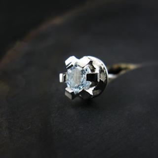 Hand Made Aquamarine Single Stud Earring