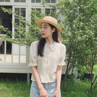 [cle.] Textured French Blouse Yellow - One Size