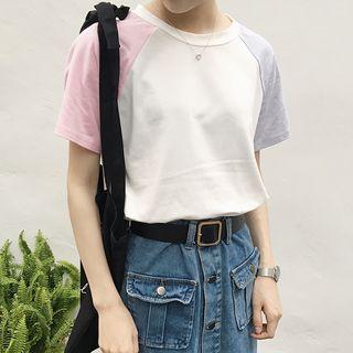 Color-block Loose-fit Short-sleeve T-shirt