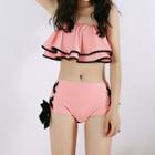 Lace Up Tiered 2-piece Swimsuit