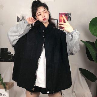 Color Block Zip Jacket White - One Size