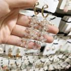 Faux Crystal Fringed Earring 1 Pair - Faux Pearl - Silver - One Size