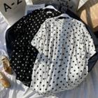 Elbow-sleeve Polka Dot Long Knit Top