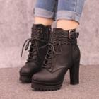 Lace-up Chunky Heel Platform Ankle Boots