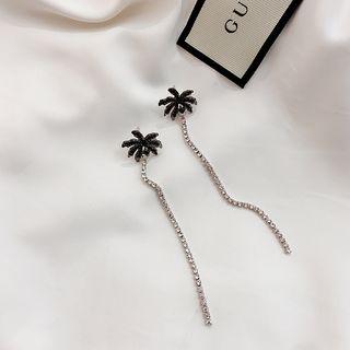 Alloy Rhinestone Palm Tree Dangle Earring As Shown In Figure - One Size