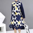 Dotted A-line Shirtdress As Shown In Figure - One Size