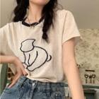 Short-sleeve Print T-shirt Oatmeal - One Size