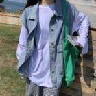 Denim Button-up Vest / Plain T-shirt