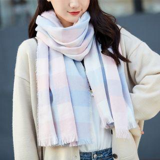 Plaid Scarf Powder Blue - One Size