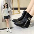 Zip-side Hidden Wedge Platform Short Boots