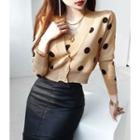 Set: Polka-dot Cardigan + Cropped Knit Tank Top