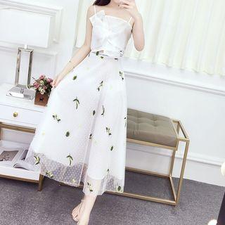 Set: Knotted Camisole Top + A-line Midi Skirt