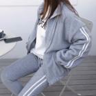 Set: Fleece-lined Stripe Jacket + Fleece-lined Stripe Leggings