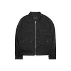 Flap-pocket Zip-up Jacket Black - M