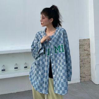 Plaid Denim Button-up Jacket