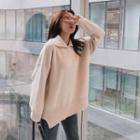 Knit Lapel Side Trim Sweater