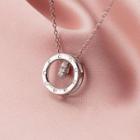 925 Sterling Silver Rhinestone Hoop Pendant Necklace Silver - One Size
